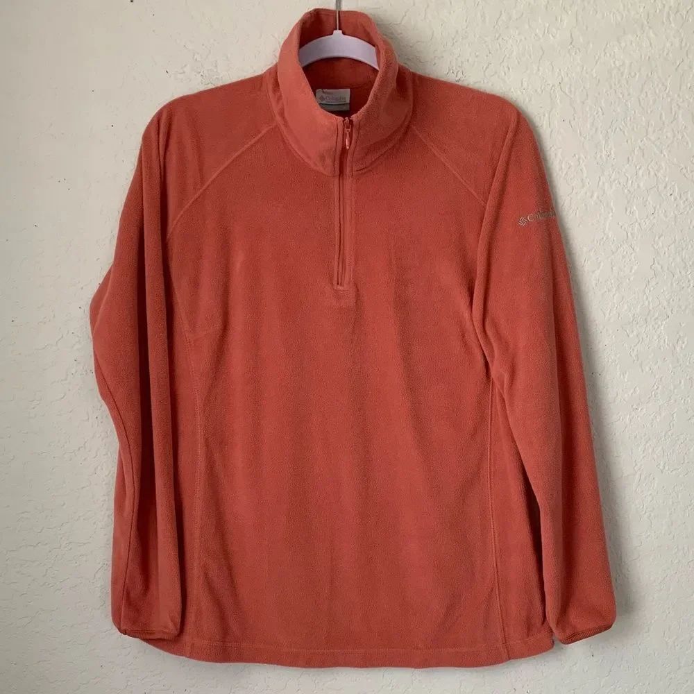 Columbia Women’s Fleece 1/4 Zip Long Sleeve Coral Pink Sweater Size XL